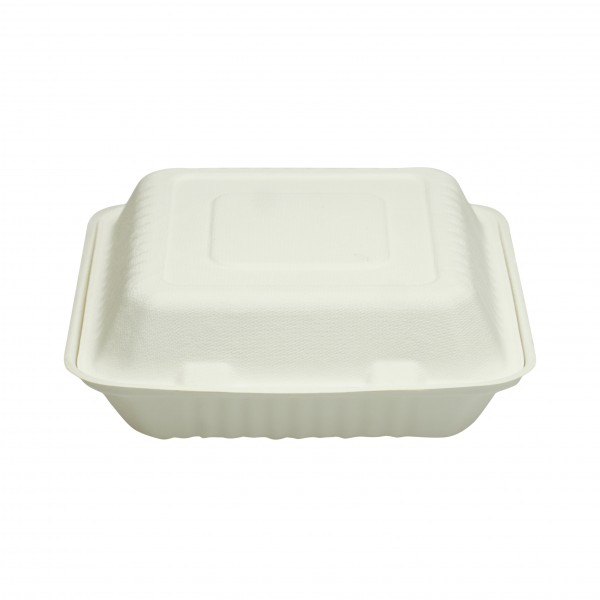 White Biodegradable Sugarcane Dinner Boxes