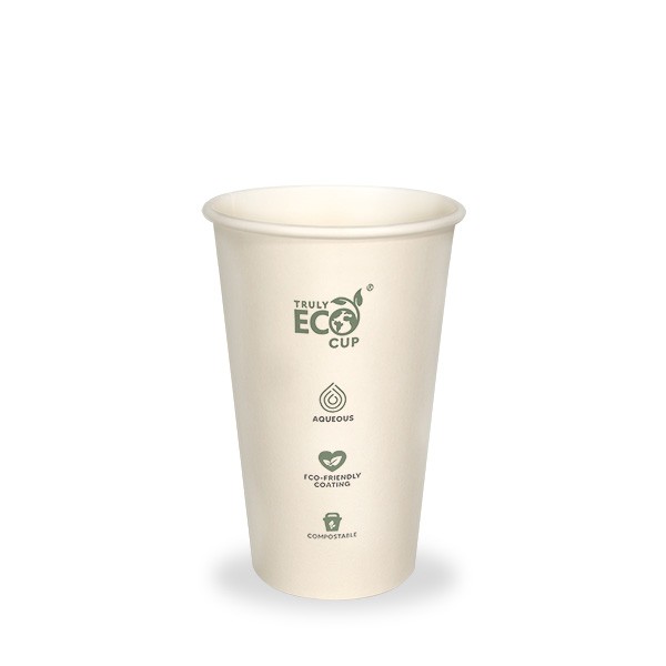 White Truly Eco Compostable Coffee Cups