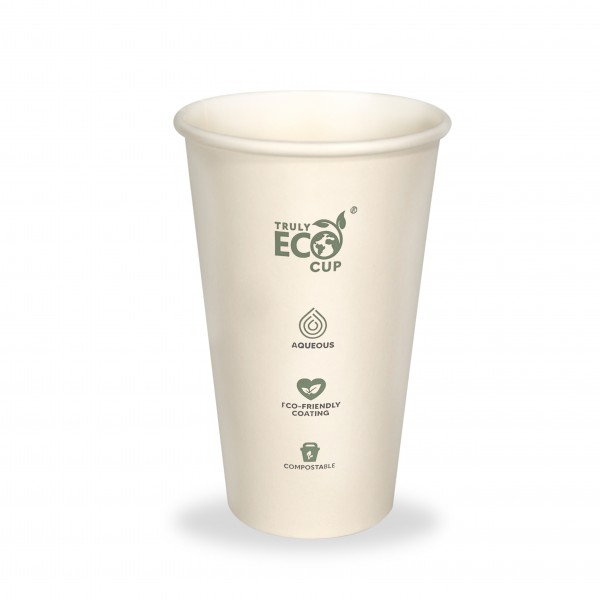 White Truly Eco Compostable Coffee Cups