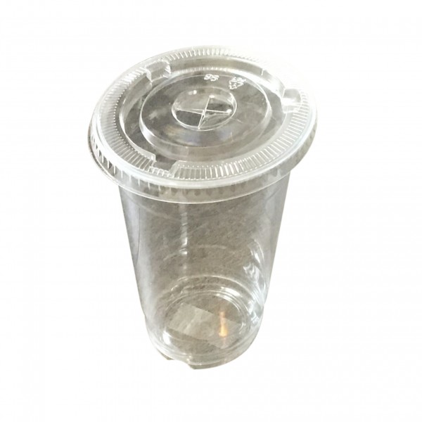 Clear PET Plastic Cups & Lids with strawslot