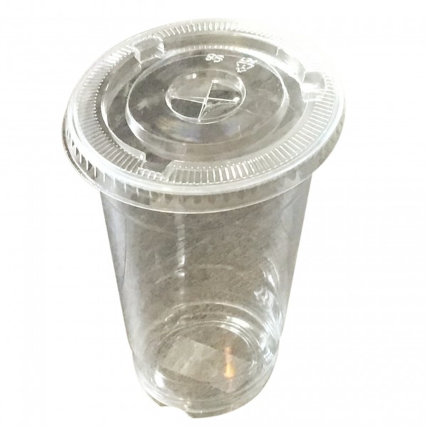 Clear PET Plastic Cups & Lids with strawslot