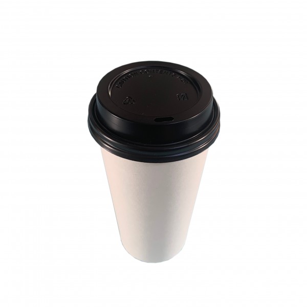 White Paper Coffee Cups & Black Lids