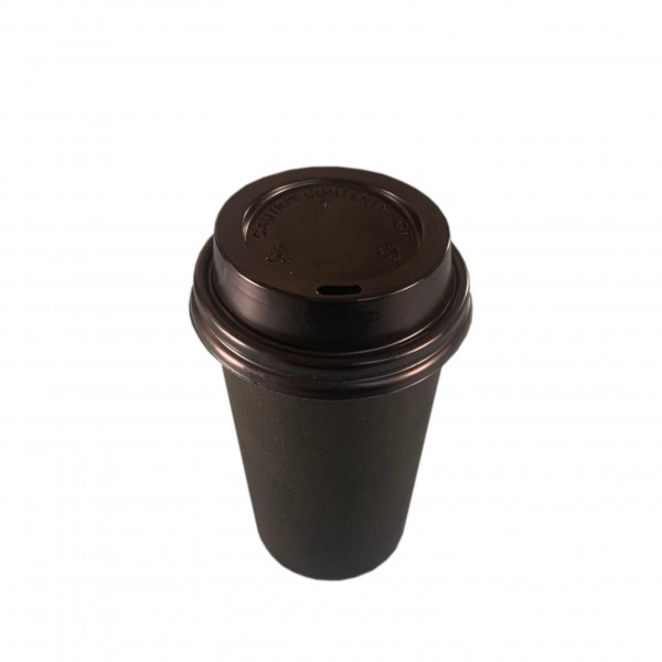 Black Paper Coffee Cups & Black Lids