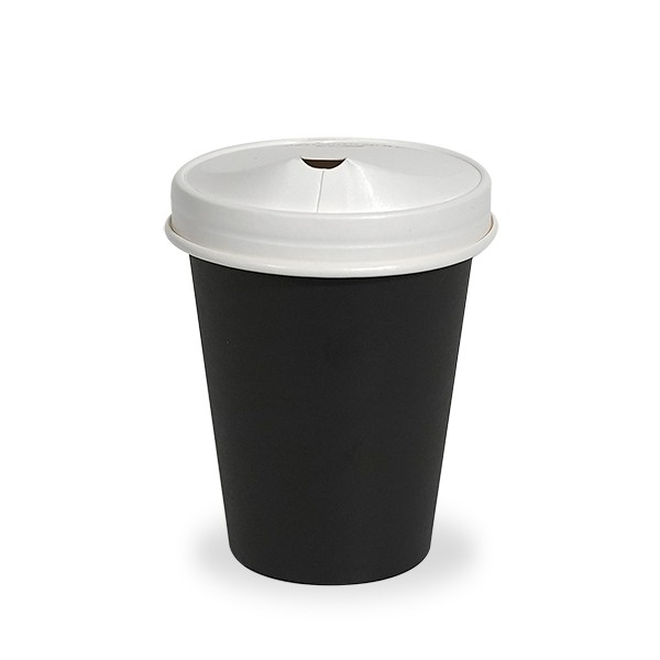 Black Paper Coffee Cups & White Lids