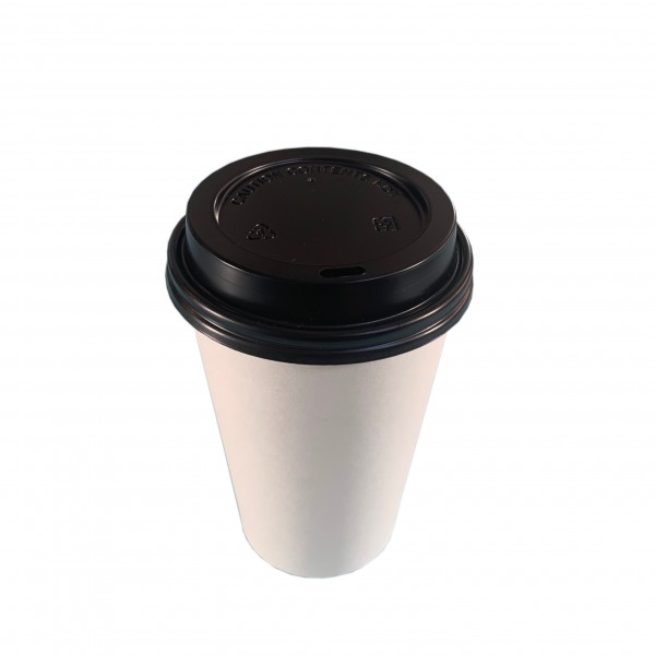 White Paper Coffee Cups & Black Lids