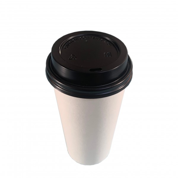 White Paper Coffee Cups & Black Lids