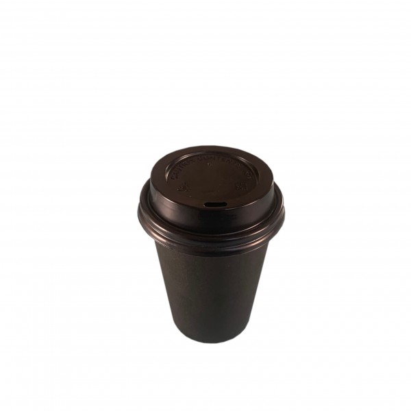 Black Paper Coffee Cups &  Lids