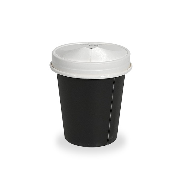 Black Paper Coffee Cups & White Lids