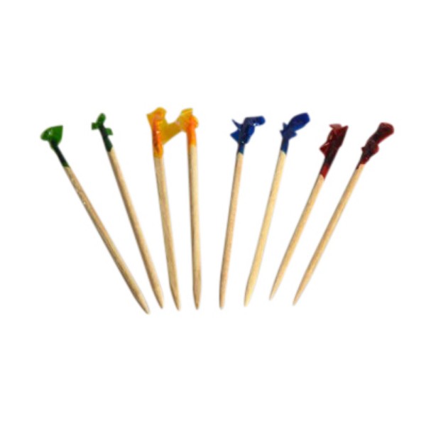 Green, Orange, Blue and Red Cellophane Head Toothpicks