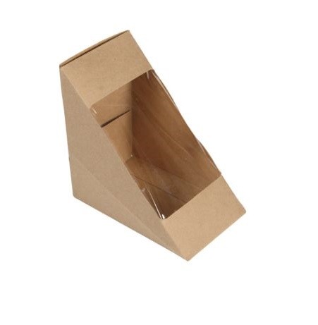 Kraft Paper Sandwich Wedge With Clear Window