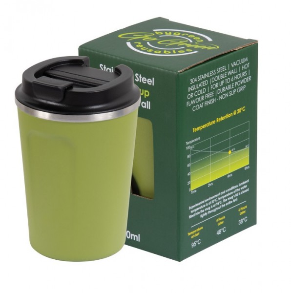 Olive Stainless Steel Thermo Insulated Reusable Coffee Cup