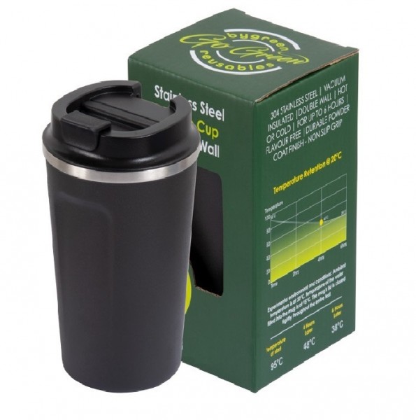 Black Stainless Steel Thermo Insulated Reusable Coffee Cup