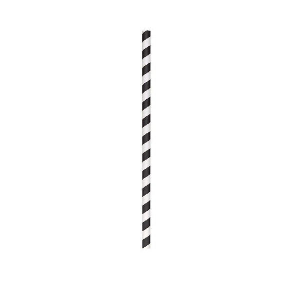 Black Striped Biodegradable Paper Cocktail Straws