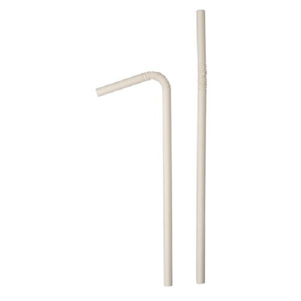 White Eco Paper Flexible Bendy Straws