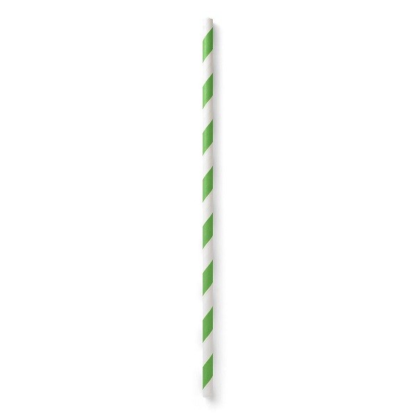 Green Striped Biodegradable Paper Straws