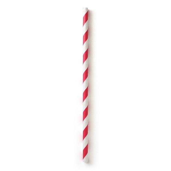 Red Striped Biodegradable Paper Straws