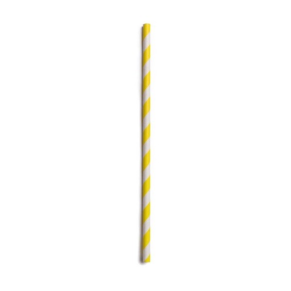 Yellow Striped Biodegradable Paper Straws