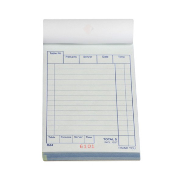 White Triplicate Carbonless Wait Book