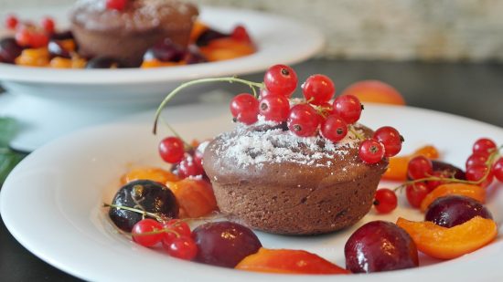 Chocolate cake with fruit